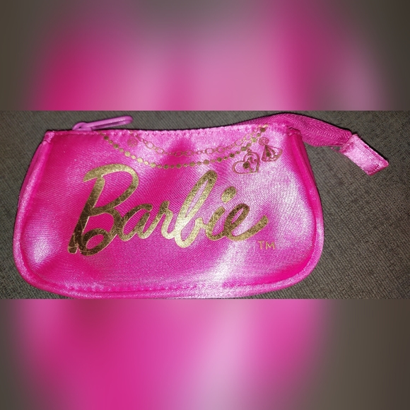 Mattel Handbags - 2012 barbie Mattel make up bag cosmetic pink zipper gold